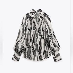 New Zara Tied Printed Blouse - 9479/246